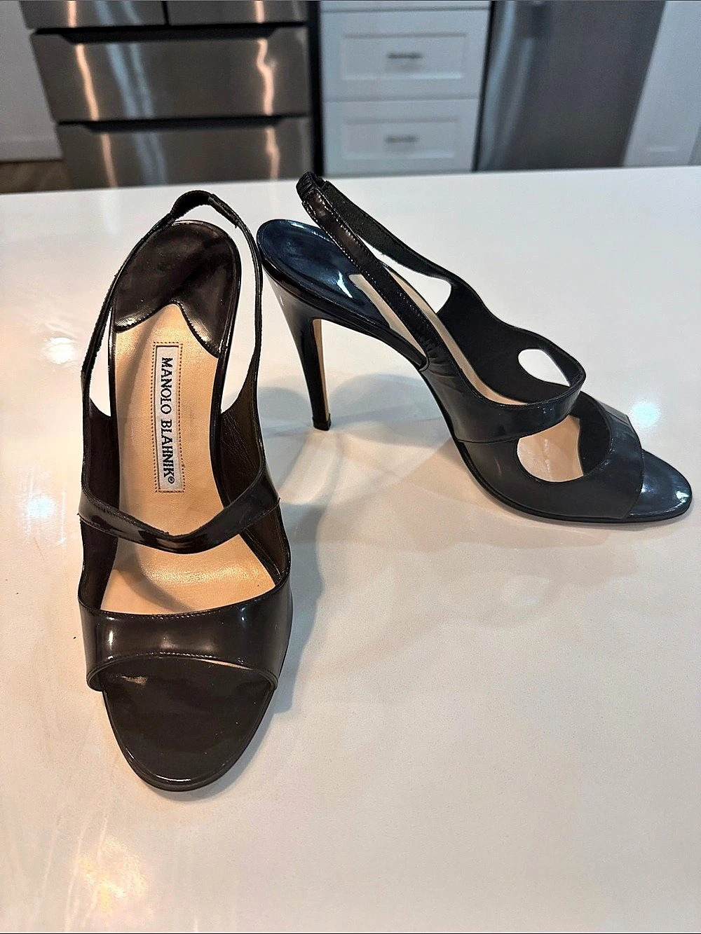 Manolo Blahnik Black Leather Heels EU 38.5 👠🆕